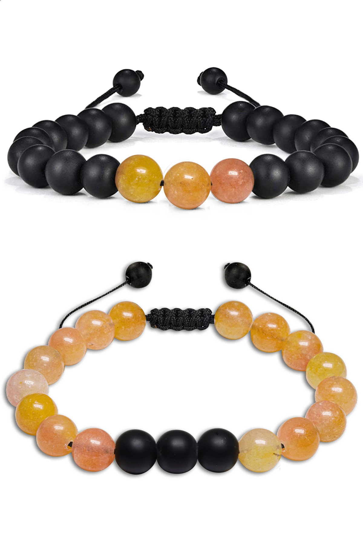Sertifikalı  Makrome Turuncu Akik Taşı Doğal Taş Bileklik Seti