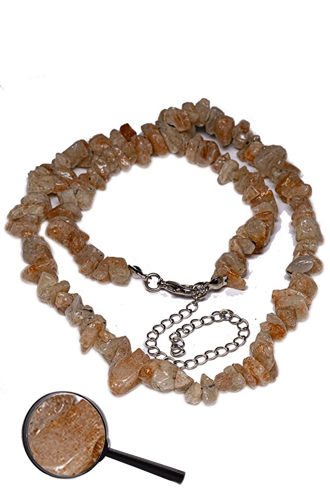 Sertifikalı Kırık Taşlı Güneş Taşı Doğal Taş Kolye