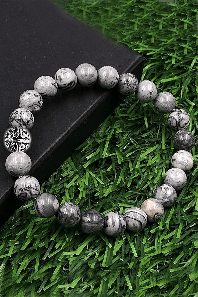 Sertifikalı Desenli Harita Jasper Taşı Bileklik (gümüş Aparatlı)