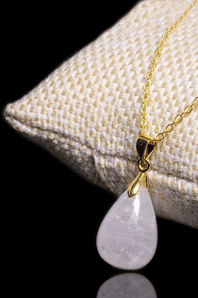 Sertifikalı Gerçek Doğal Kristal Kuvars Taşı Kolye