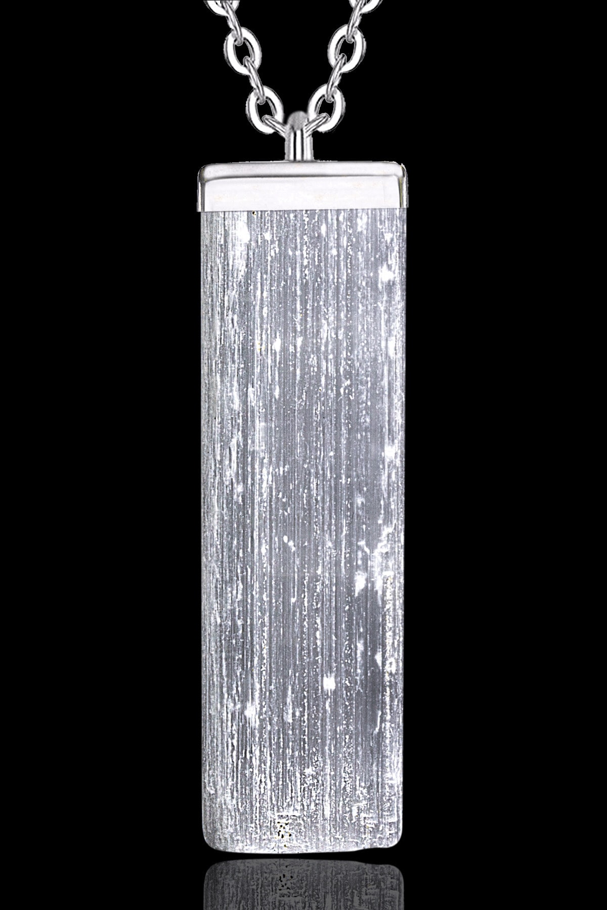 Sertifikalı Yüksek Kalite Doğal Selenit Taşı Kolye Doğal Beyaz Renk Renk Standart Beden