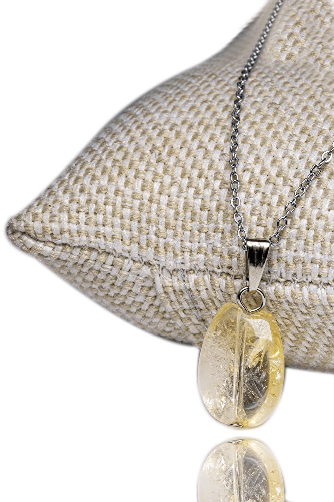 Sertifikalı A Kalite Doğal Sitrin Taşı Kolye