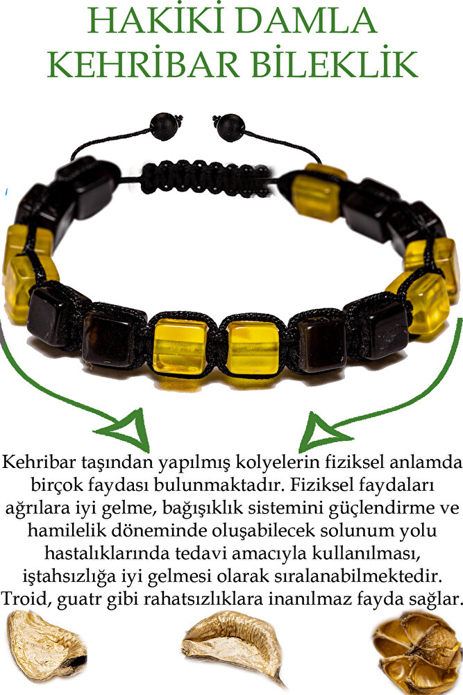 Üretici Sertifikalı Küp Kesim Bordo Sarı Doğal Damla Kehribar Bileklik