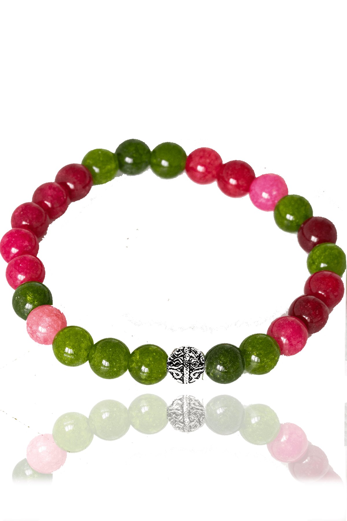 Sertifikalı Sentetik Yakut - Yeşim Taşı Bileklik - Gümüş Aparatlı