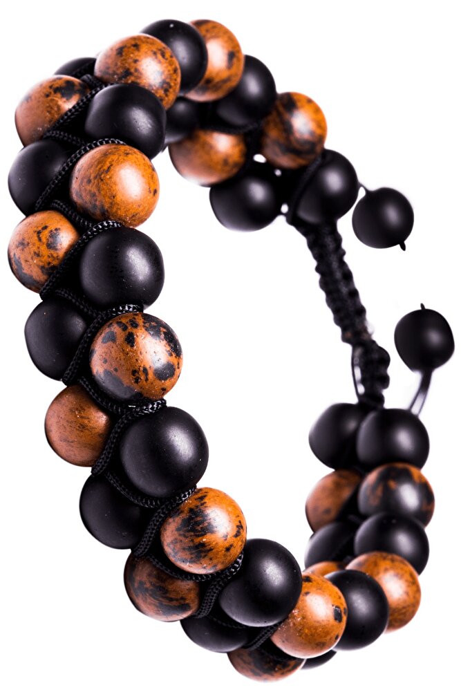 Sertifikalı Kahverengi Obsidyen Doğal Taş Bileklik