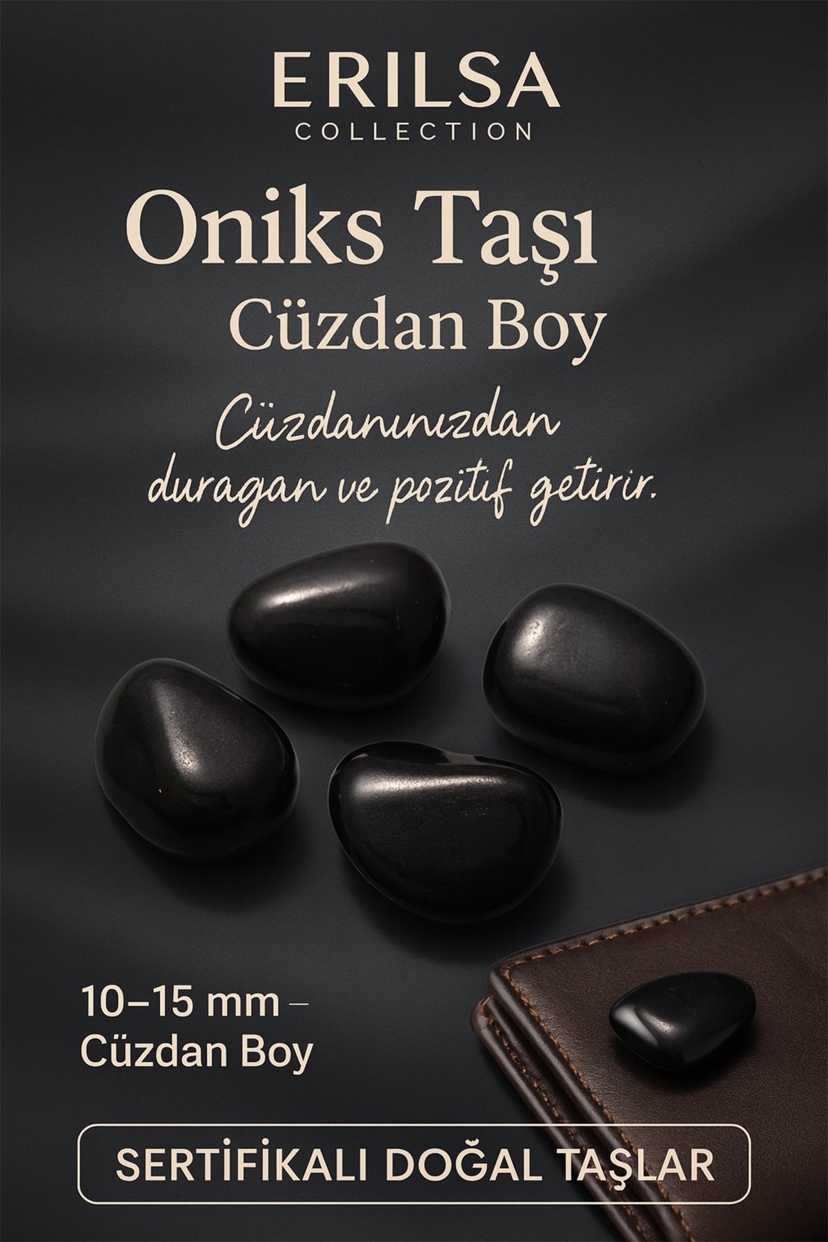 Sertifikalı Doğal Oniks Taşı Kütle 10-15 mm – Güç, Dayanıklılık ve Pozitif Enerji