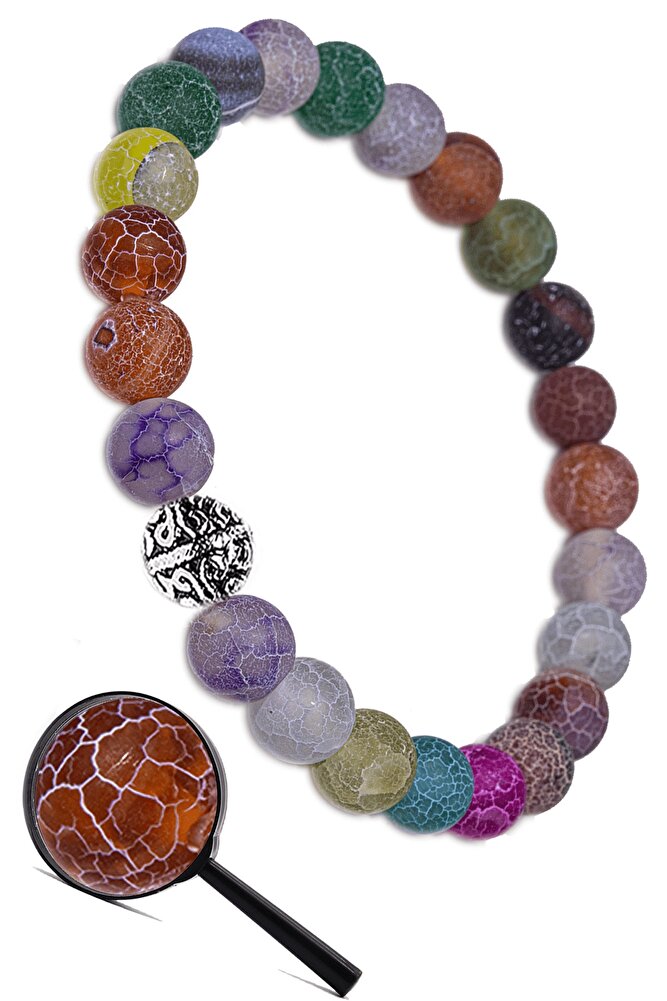 Sertifikalı A+ Ham Işlenmemiş Renkli Akik Taşı Bileklik (gümüş Aparatlı)