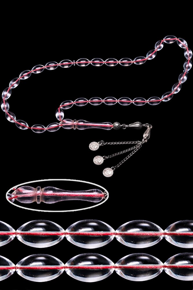 Sertifikalı Beyzi Kesim Şeffaf Ateş Kehribar Tesbih