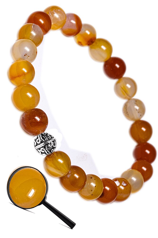 Sertifikalı Aaa Kalite Koyu Turuncu Akik Taşı Bileklik (gümüş Aparatlı)