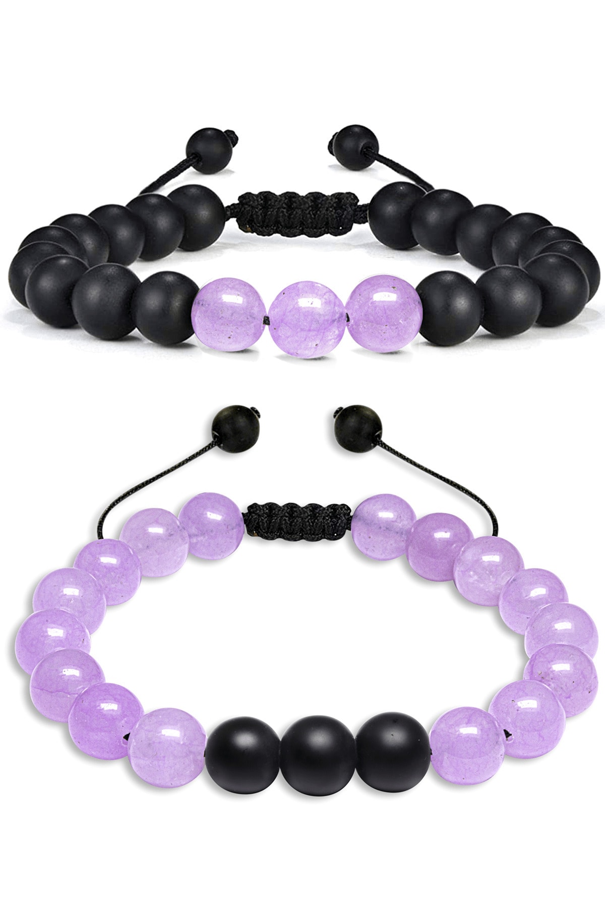 Sertifikalı Doğal Pembe Gül Kuvars Oniks Taşı Doğal Taş Bileklik Seti