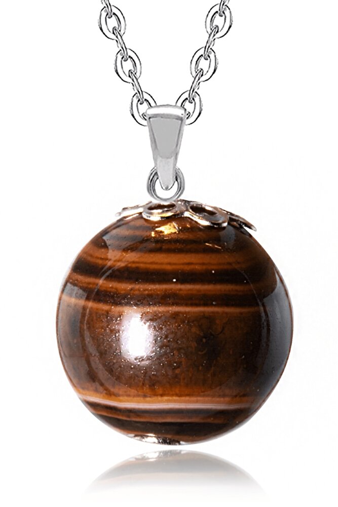 Doğal Kahverengi Akik Taşı Kolye