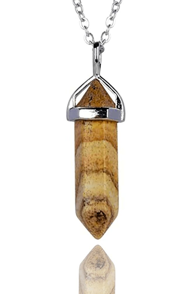 Sertifikalı Doğal Kahverengi Jasper Taşı Kolye