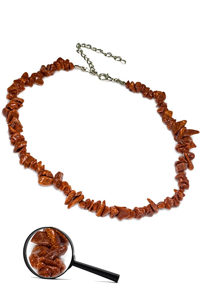 Sertifikalı Doğal Kahverengi Yıldız Kırık Taşlı Kolye