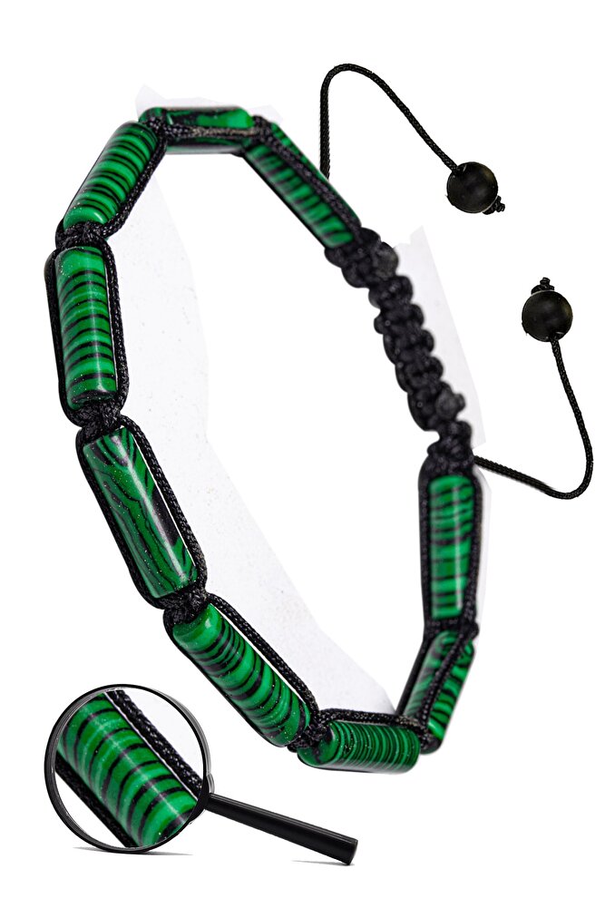 Sertifikalı Silindir Kesim Malahit Taşı Doğal Taş Bileklik