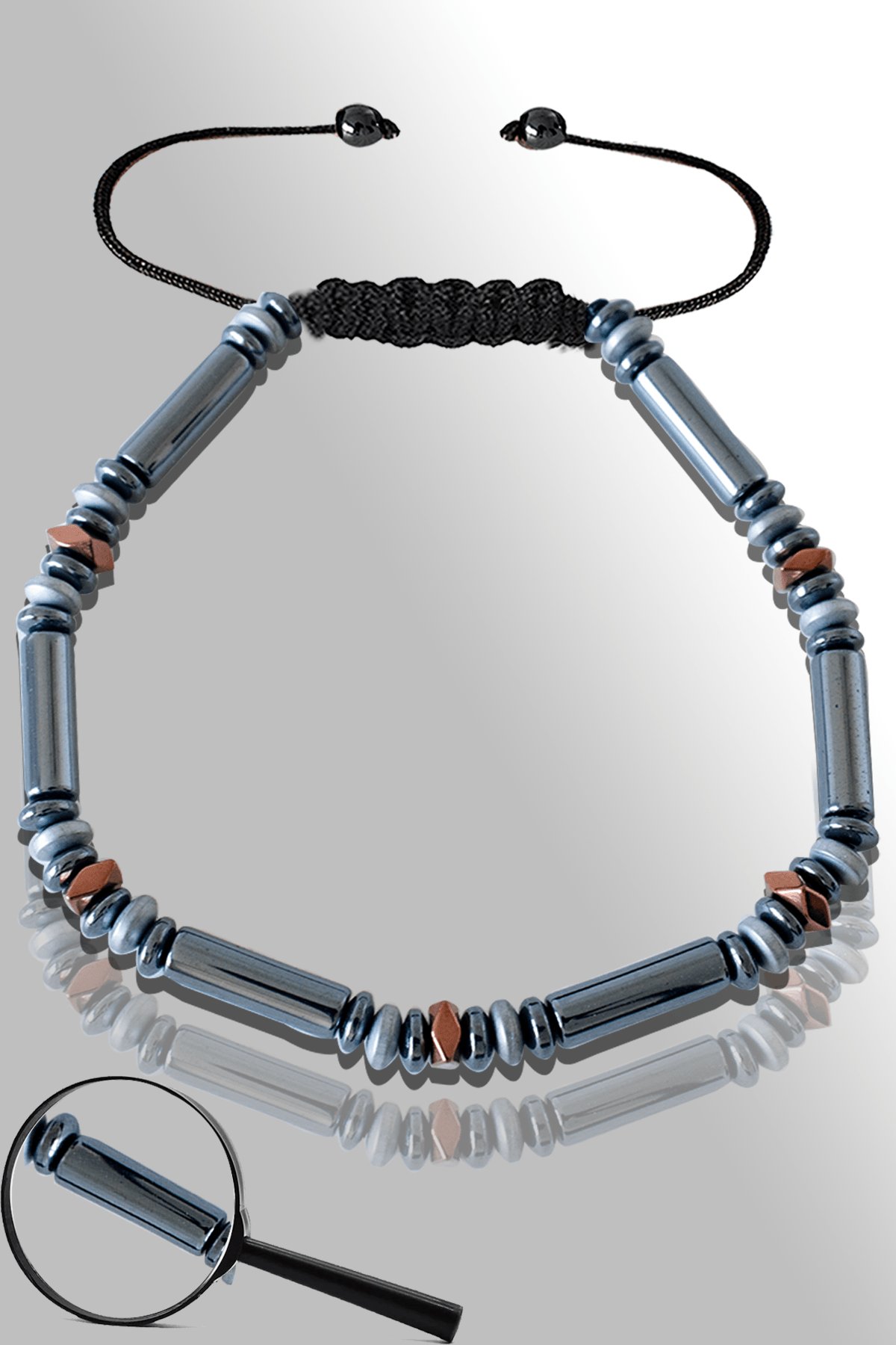 Sertifikalı AAA+ Dikdörtgen Terahertz Taşı Bileklik - Titreşim Taşı