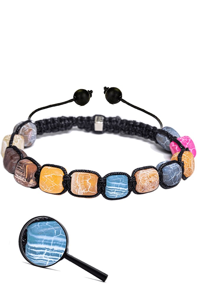 Sertifikalı Doğal Renkli Akik Taşı Doğal Taş Bileklik