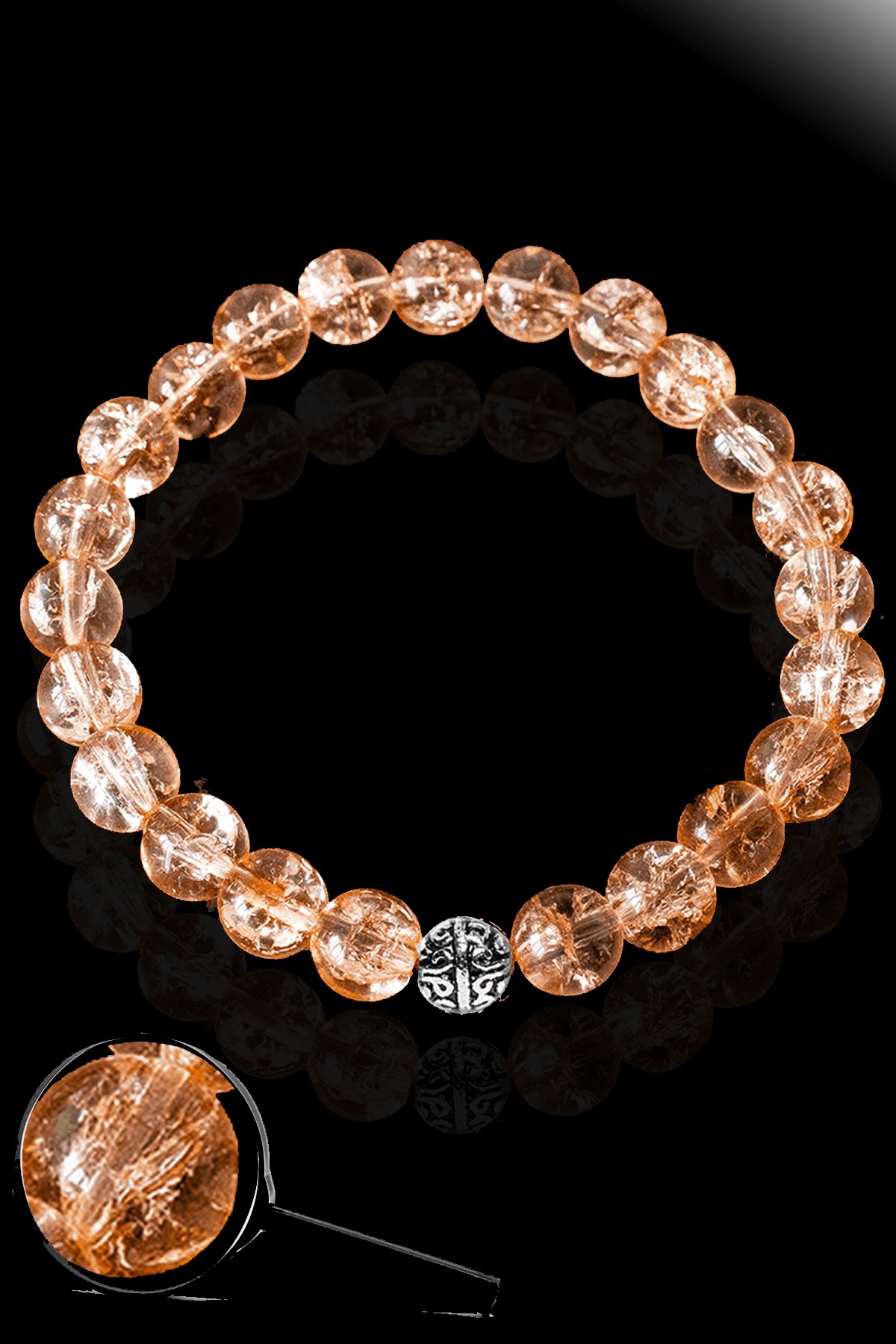Sertifikalı Dağ Kristalı Turuncu Necef Taşı Bileklik - Gümüş Aparatlı