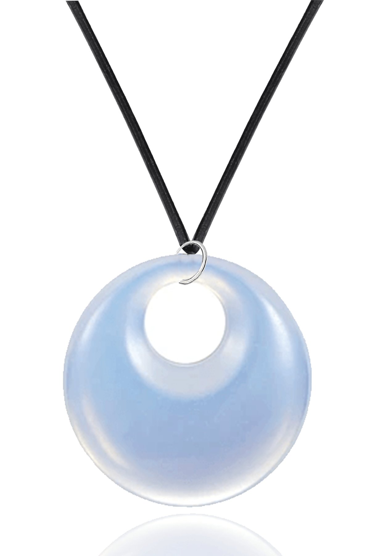 Sertifikalı Deri İpli Doğal Opal Ay Taşı Kolye