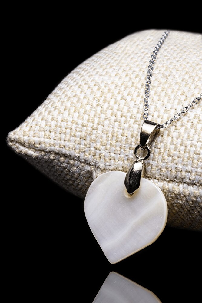 Sertifikalı Kalp Model Gerçek Sedef Taşı Kolye