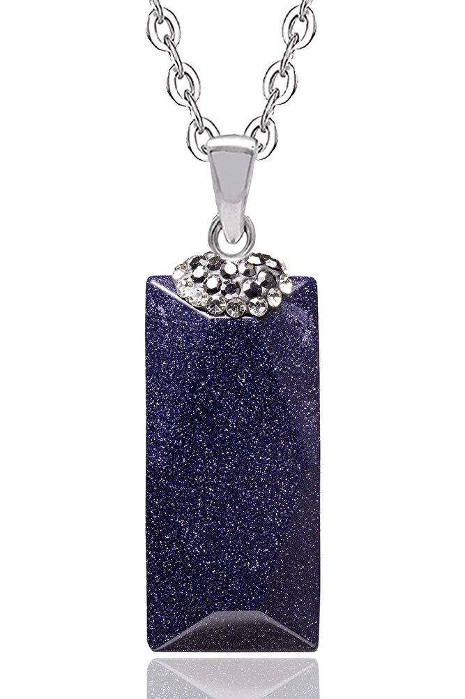 Sertifikalı Zirkon Taşlı Mavi Yıldız Taşı Doğal Taş Kolye