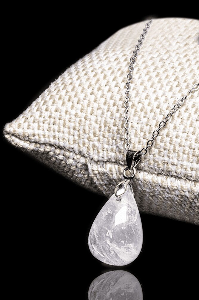 Sertifikalı Doğal Kristal Kuvars Taşı Kolye (gümüş Aparatlı)