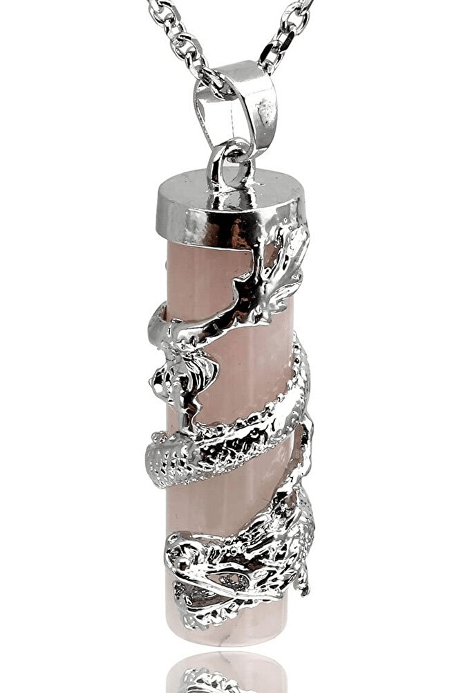 Sertifikalı Telkari Işlemeli Doğal Açık Pembe Kuvars Taşı Kolye