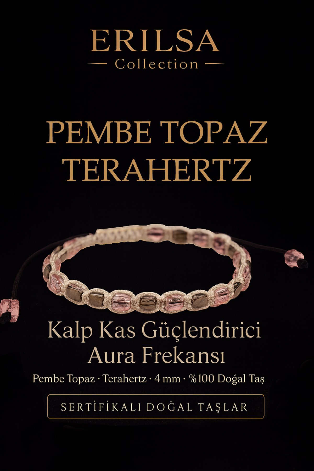 Sertifikalı Kalp Kas Güçlendirici Aura Frekansı – Pembe Topaz ve Terahertz Doğal Taş 4 mm