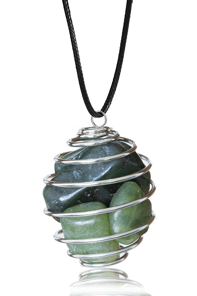 Sertifikalı Tel Sargılı Kafes Model Kanada Yeşim Taşı Kolye