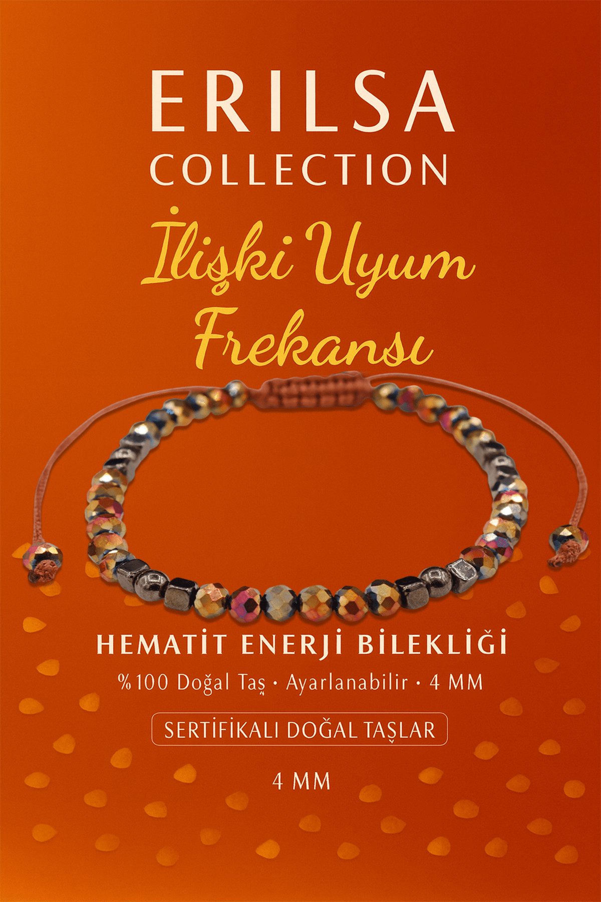 Sertifikalı İlişki Uyumu Frekansı Aktivasyon Bilekliği – Hematit ve Terahertz Doğal Taş 4 mm