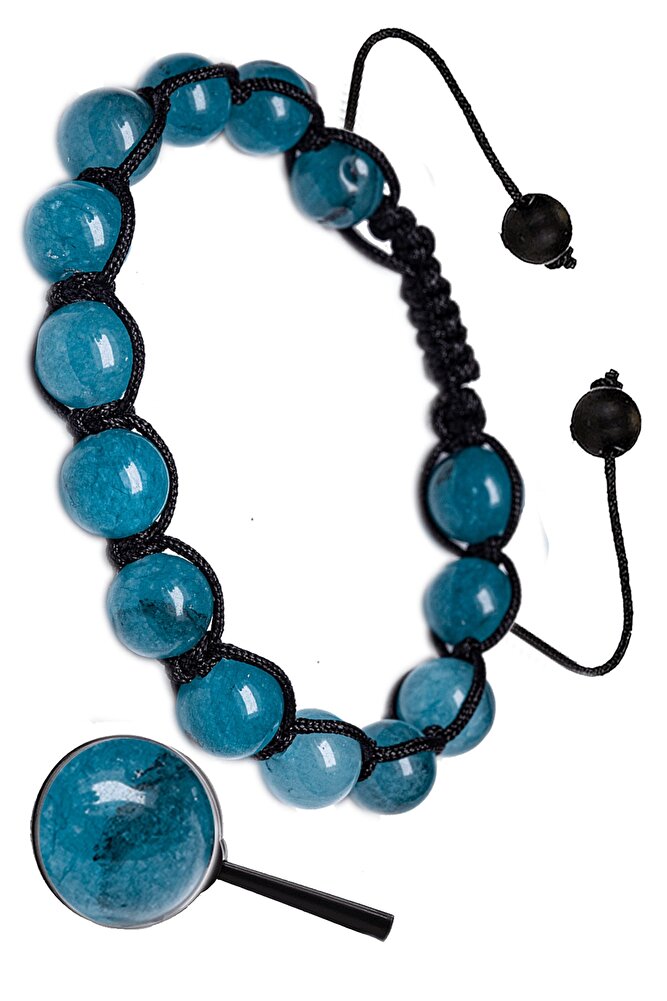 Sertifikalı Makrome Hakiki Apatit Taşı Bileklik - 8mm