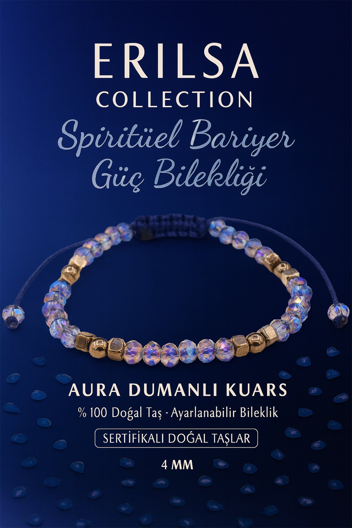 Sertifikalı Spiritüel Bariyer ve Enerji Güçlendirme Bilekliği - Aura Dumanlı Kuvars ve Terahertz