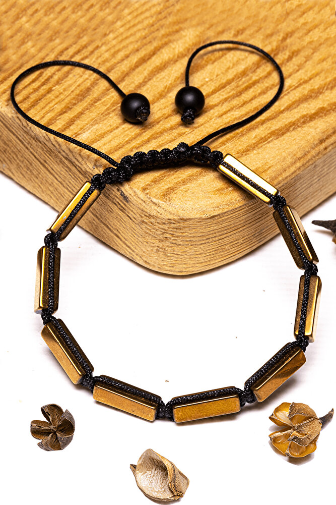 Sertifikalı Rose Hematit Taşı Bileklik - Makrome