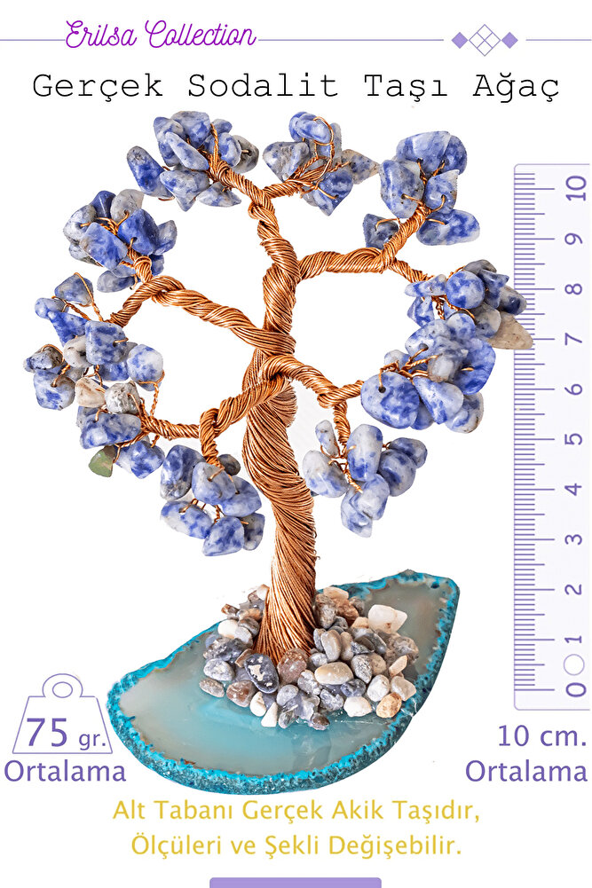 Sertifikalı Gerçek Sodalit Taşı Ağaç - Akik Plakalı