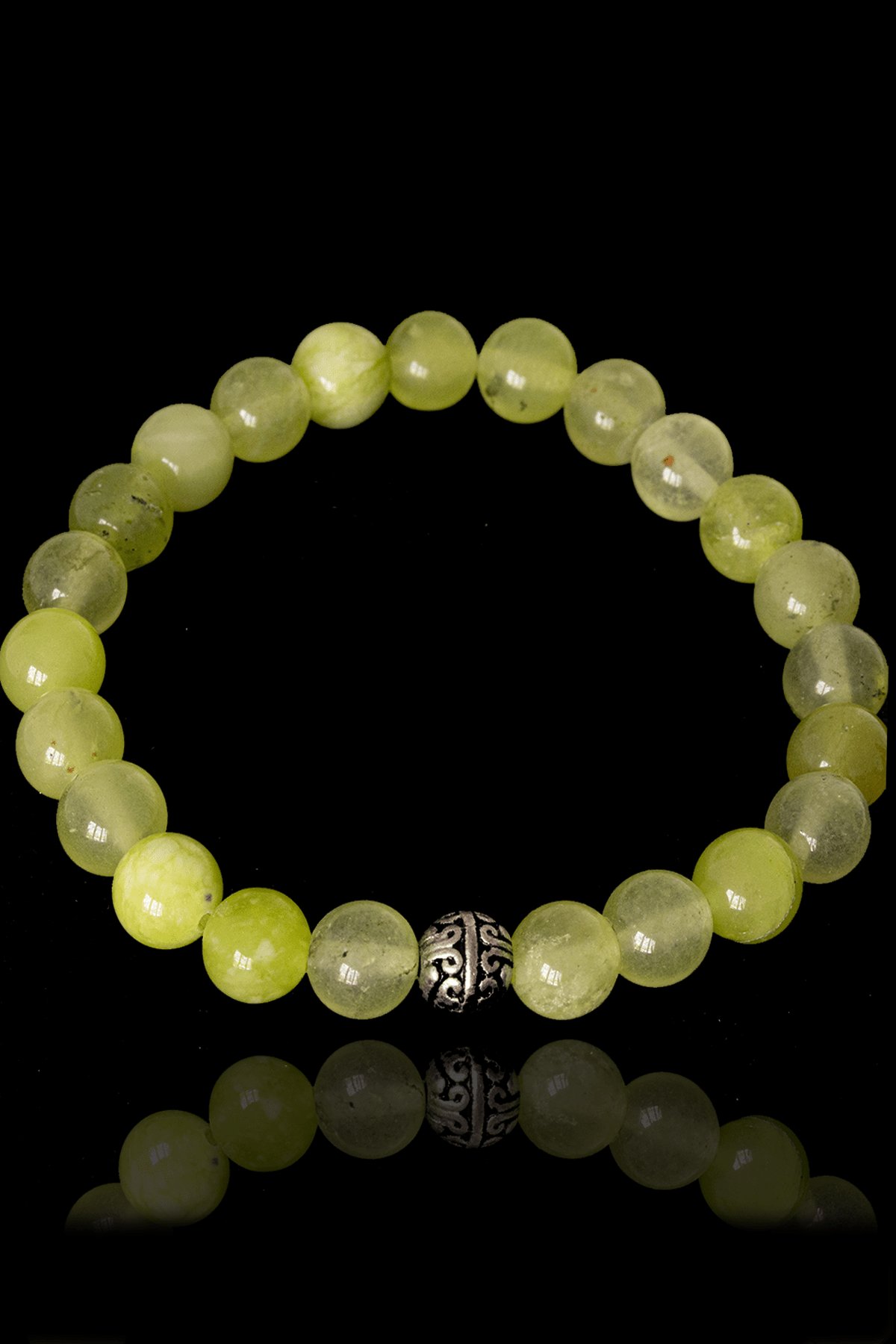 Sertifikalı Açık Yeşil Akik Taşı Bileklik - Gümüş Aparatlı