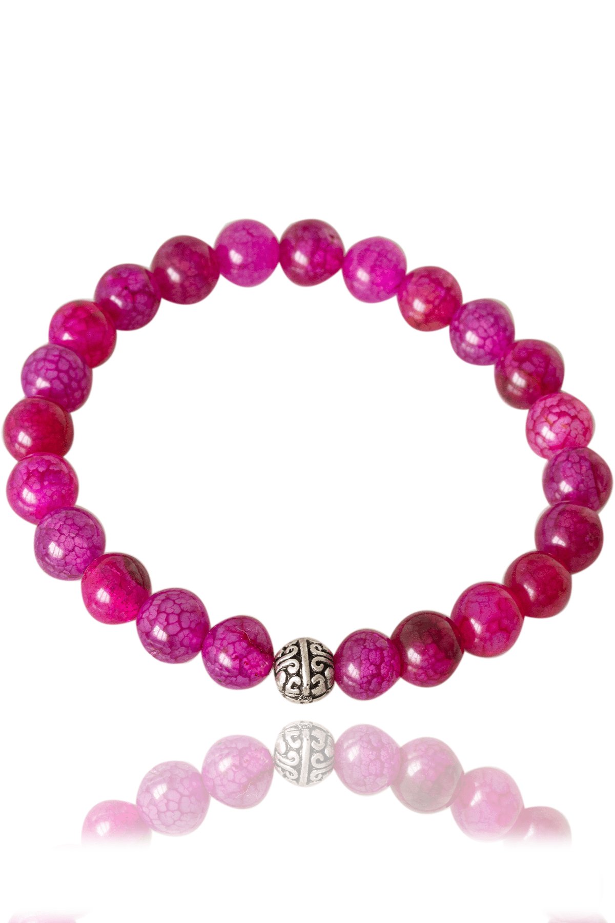 Sertifikalı Pembe Akik Taşı Bileklik - Gümüş Aparatlı