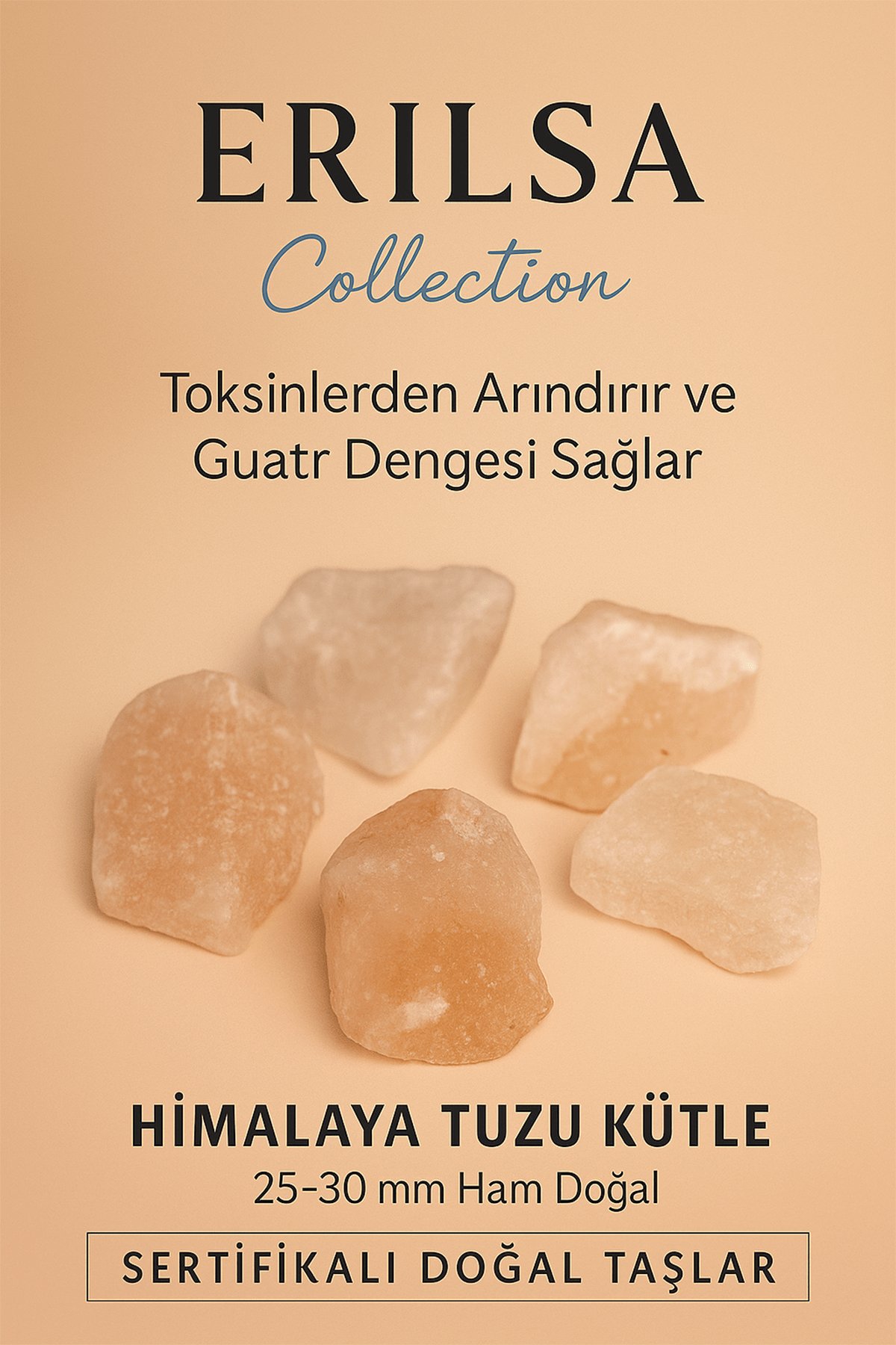 Sertifikalı Himalaya Tuzu Kütle 25–30 mm Ham Doğal – Toksinlerden Arındıran Şifa Taşı