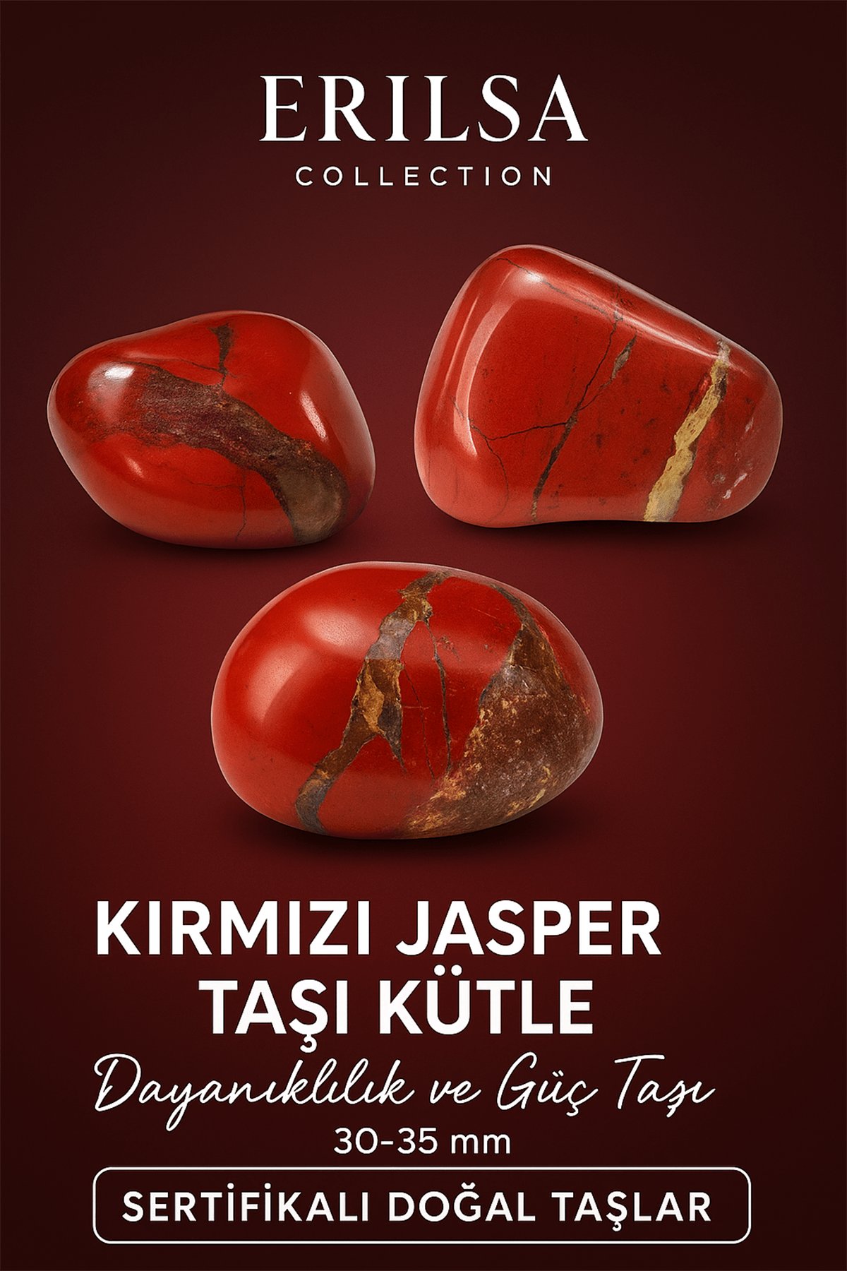 Sertifikalı Kırmızı Jasper Taşı Kütle – Doğal Dayanıklılık ve Güç Taşı 30-35 mm