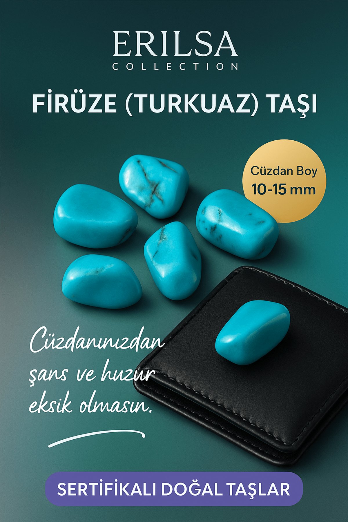 Sertifikalı Doğal Firuze (Turkuaz) Taşı Kütle 10-15 mm – Şans ve Huzur Taşı