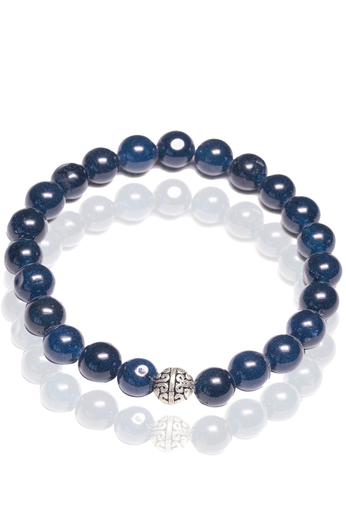 Sertifikalı Mavi Akik Taşı Bileklik - Gümüş Aparatlı