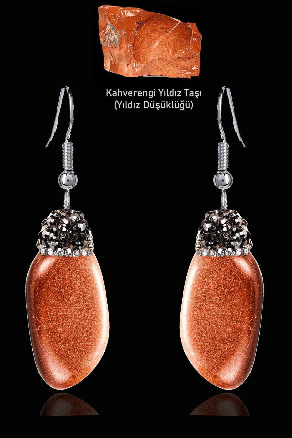 Sertifikalı Zirkon Taşlı Model Ham Kahverengi Yıldız Taşı Küpe