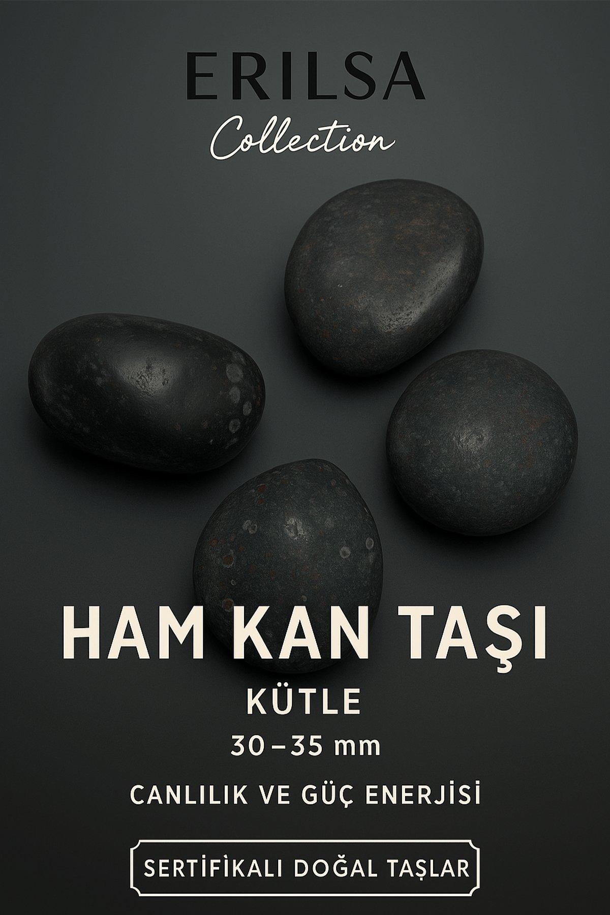 Sertifikalı Ham Kan Taşı Kütle 30–35 mm Canlılık Güç ve Koruma Enerjisi Taşı