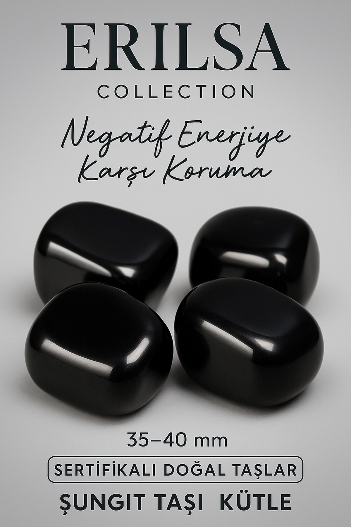 Sertifikalı Tamburlanmış Gerçek Shungite Taşı Kütle 35-40 mm – Şungit Doğal Taş