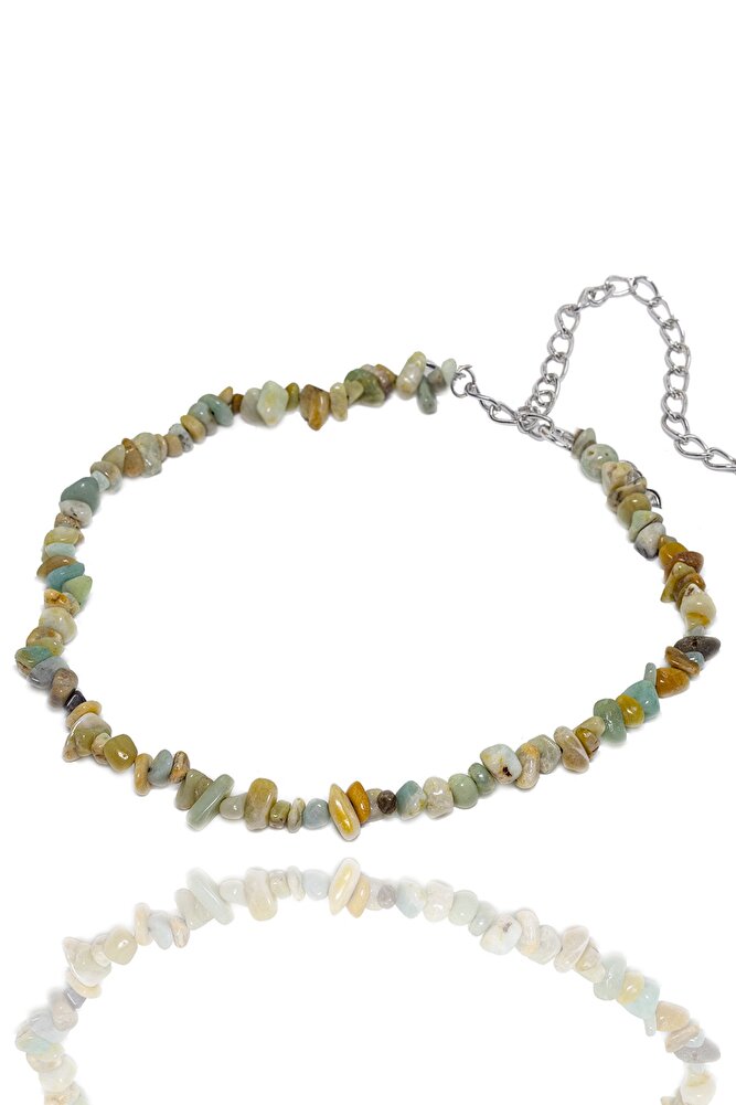 Sertifikalı Doğal Amazonit Kırık Taşlı Kolye