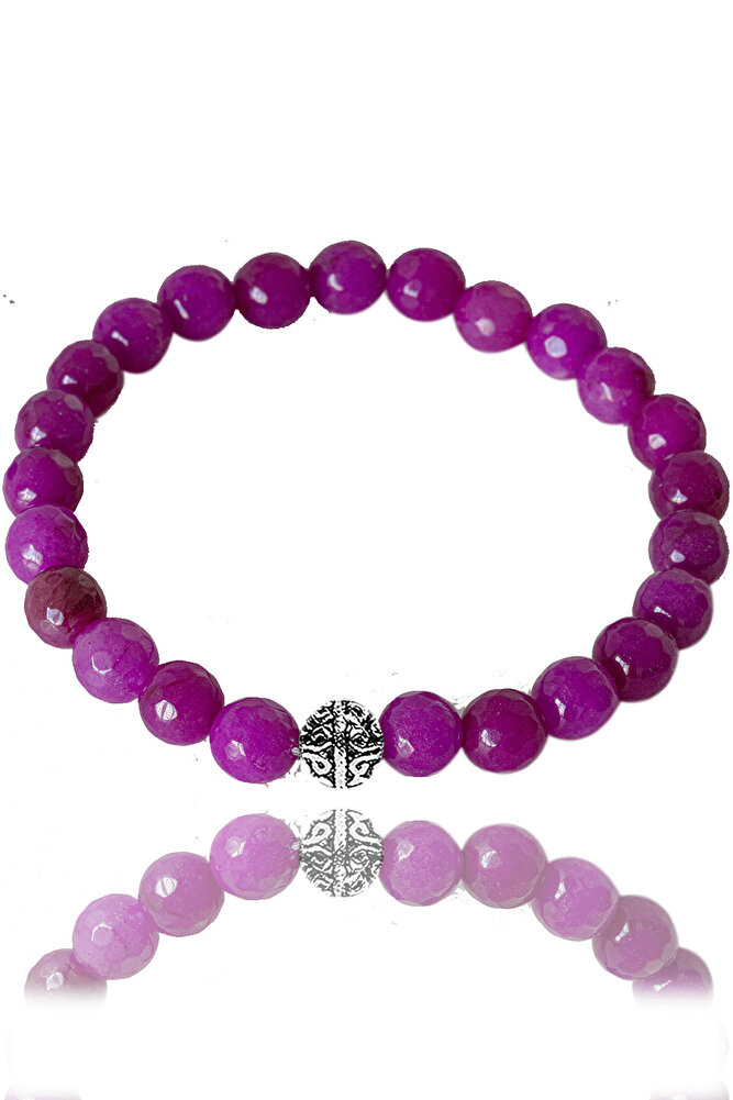 Sertifikalı Fasetli Sentetik Yakut Taşı Bileklik - Gümüş Aparatlı