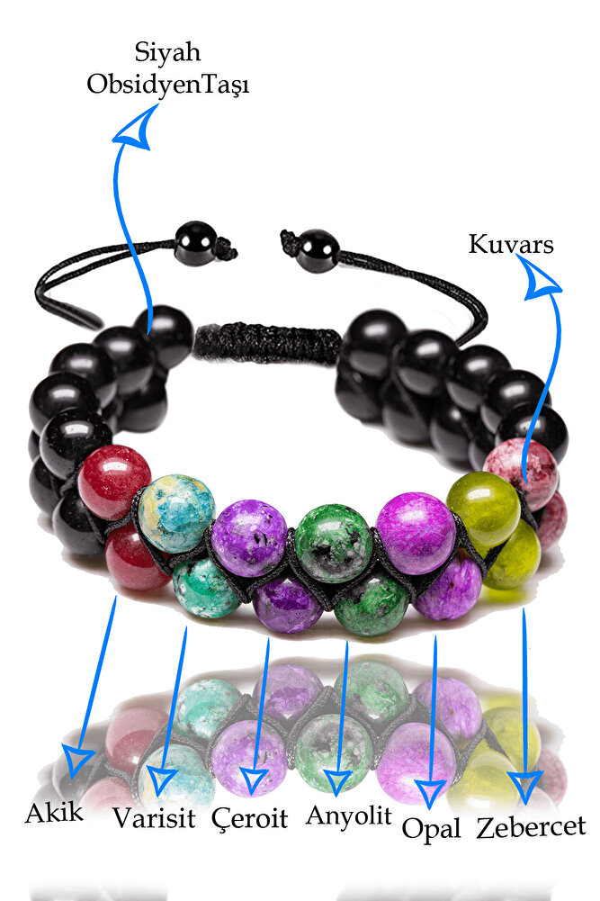 Sertifikalı Kova Burcu Doğal Taş Bileklik - Makrome