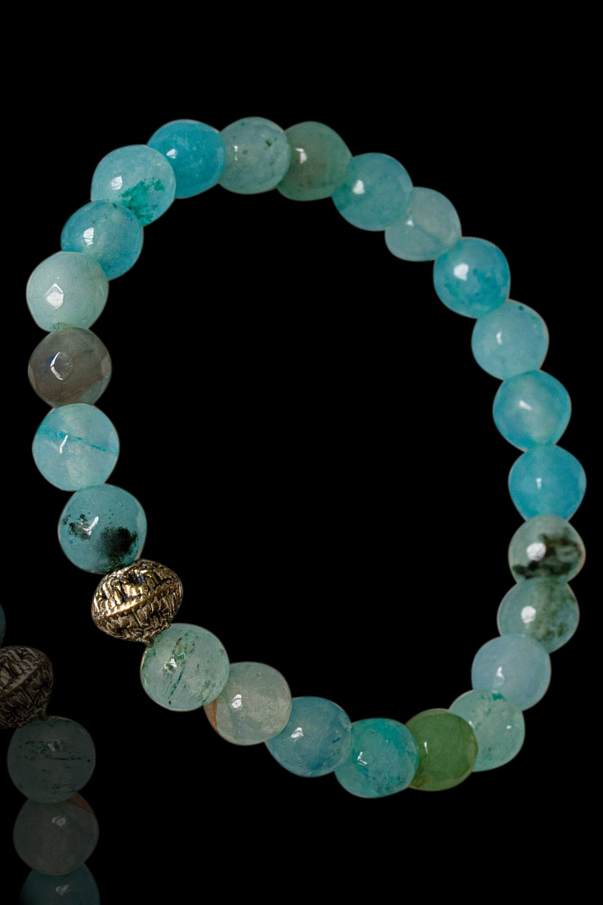 Sertifikalı Orijinal Fasetli Mavi Akik Taşı Bileklik - Gümüş Aparatlı