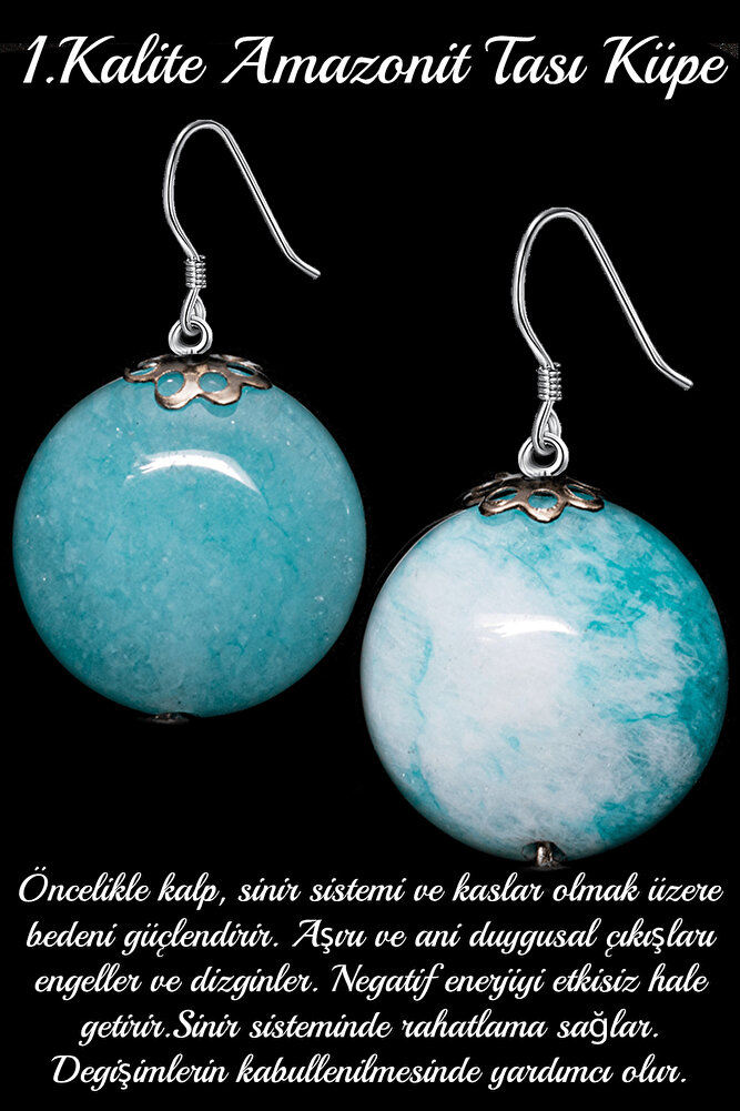 Sertifikalı Amazonit Taşı Küpe - 1.kalite