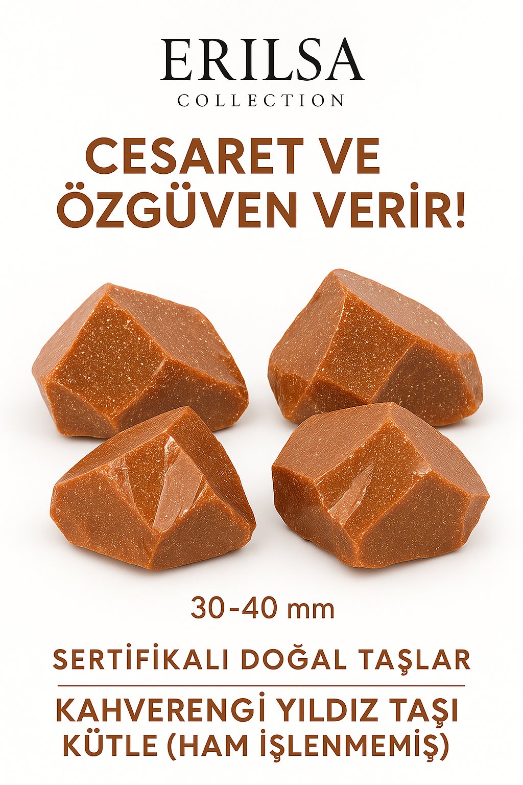 Sertifikalı Ham İşlenmemiş Kahverengi Yıldız Taşı Kütle – El Taşı Odaklanma Kararlılık Parlayan Güç