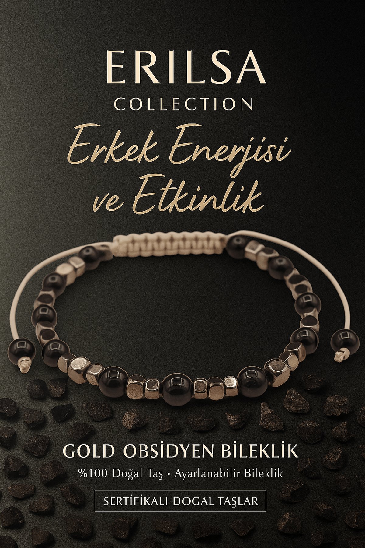 Sertifikalı Eril Enerjisi ve Etkinlik Bilekliği – Gold Obsidyen Taşı – 6 mm Doğal Taş