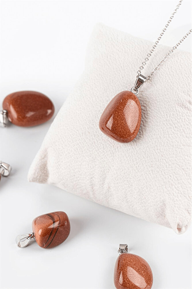 Sertifikalı Tambur Model Kahverengi Yıldız Taşı Kolye (GÜMÜŞ APARATLI)